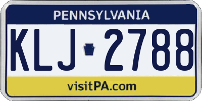 PA license plate KLJ2788