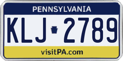 PA license plate KLJ2789