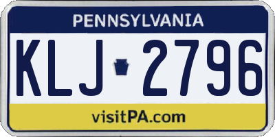 PA license plate KLJ2796