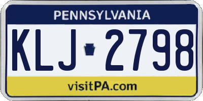 PA license plate KLJ2798