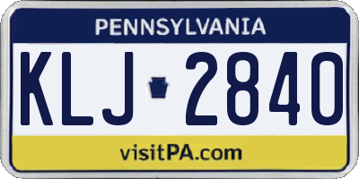 PA license plate KLJ2840