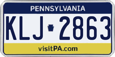 PA license plate KLJ2863