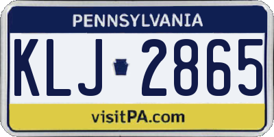 PA license plate KLJ2865
