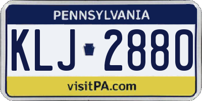 PA license plate KLJ2880