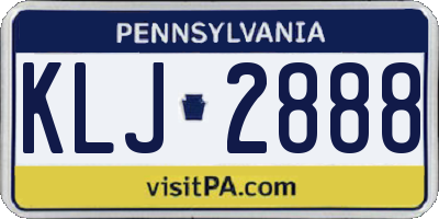 PA license plate KLJ2888