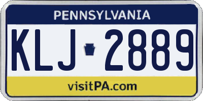 PA license plate KLJ2889