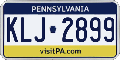 PA license plate KLJ2899