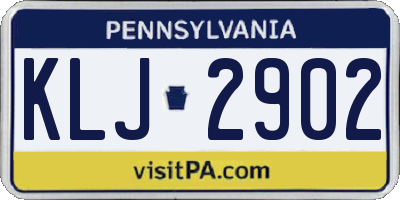 PA license plate KLJ2902