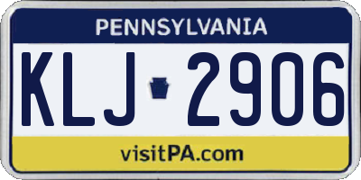 PA license plate KLJ2906
