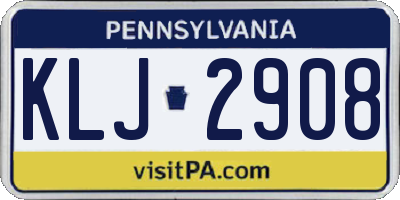 PA license plate KLJ2908