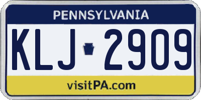 PA license plate KLJ2909