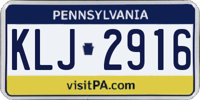 PA license plate KLJ2916