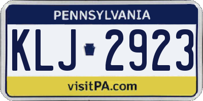 PA license plate KLJ2923