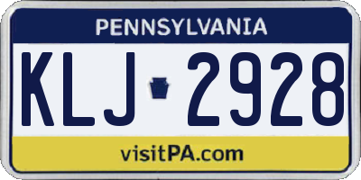 PA license plate KLJ2928