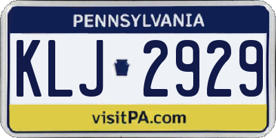 PA license plate KLJ2929