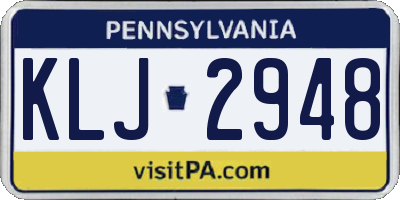 PA license plate KLJ2948