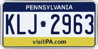 PA license plate KLJ2963
