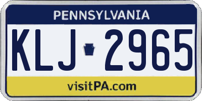 PA license plate KLJ2965