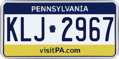 PA license plate KLJ2967