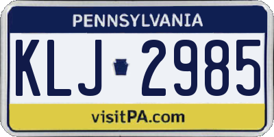 PA license plate KLJ2985