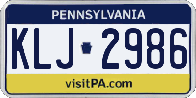 PA license plate KLJ2986