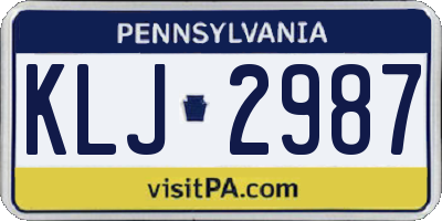 PA license plate KLJ2987