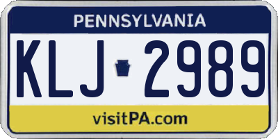 PA license plate KLJ2989