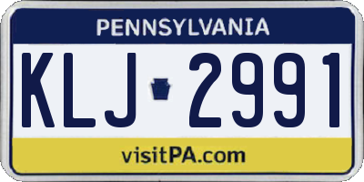 PA license plate KLJ2991