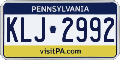 PA license plate KLJ2992