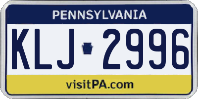 PA license plate KLJ2996