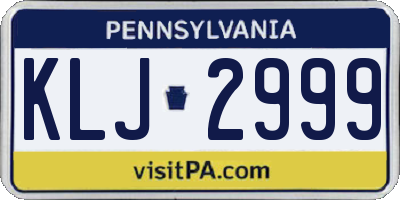 PA license plate KLJ2999