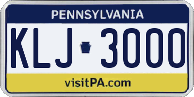 PA license plate KLJ3000