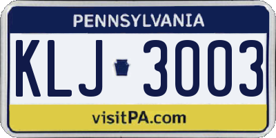 PA license plate KLJ3003