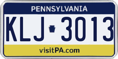 PA license plate KLJ3013