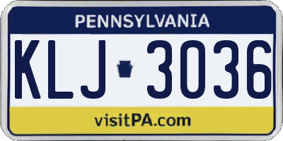 PA license plate KLJ3036