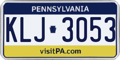 PA license plate KLJ3053