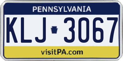 PA license plate KLJ3067