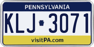 PA license plate KLJ3071