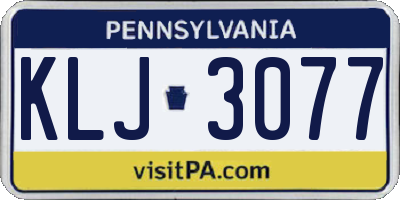 PA license plate KLJ3077