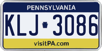 PA license plate KLJ3086