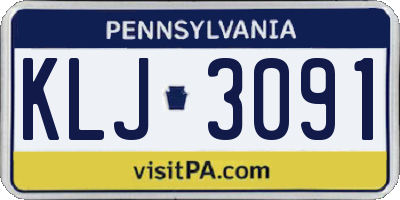 PA license plate KLJ3091