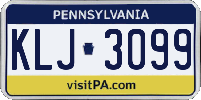 PA license plate KLJ3099