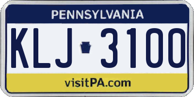 PA license plate KLJ3100
