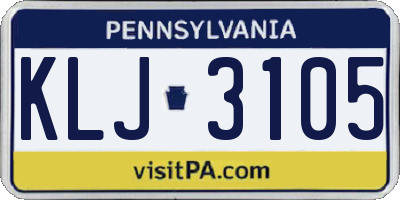 PA license plate KLJ3105