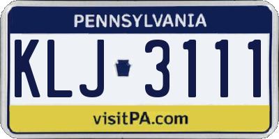 PA license plate KLJ3111