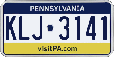 PA license plate KLJ3141