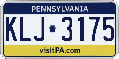 PA license plate KLJ3175