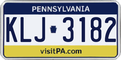 PA license plate KLJ3182