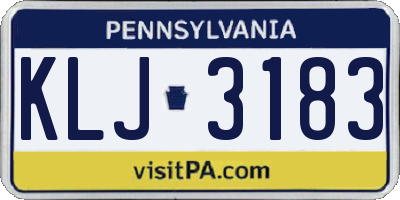 PA license plate KLJ3183