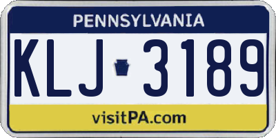 PA license plate KLJ3189